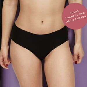 NIB UNDERS BY PROOF Light Absorbency Brief (4 PAIR) Black XS / Small ( 0 - 6 )